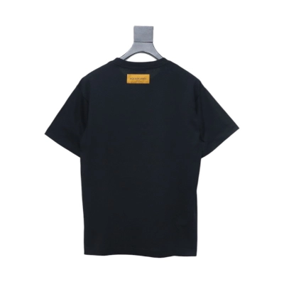 Louis Vuitton Colorful Gradient Logo Toothbrush Embroidered Short Sleeve T-shirt Black 02