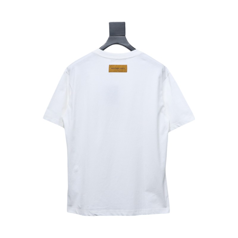 Louis Vuitton Colorful Gradient Logo Toothbrush Embroidered Short Sleeve T-shirt White