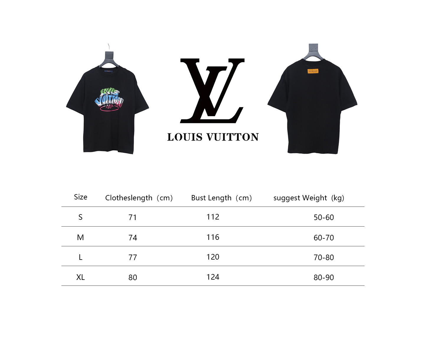 Louis Vuitton colorful letter logo print short sleeve black