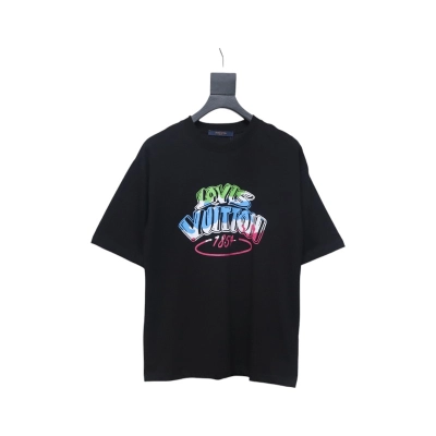 Louis Vuitton colorful letter logo print short sleeve black 01