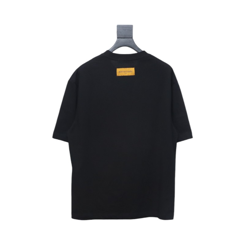 Louis Vuitton Comic Cartoon Flame Letters Printed Short Sleeve Black