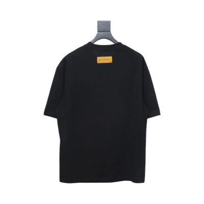 Louis Vuitton Comic Cartoon Flame Letters Printed Short Sleeve Black 02