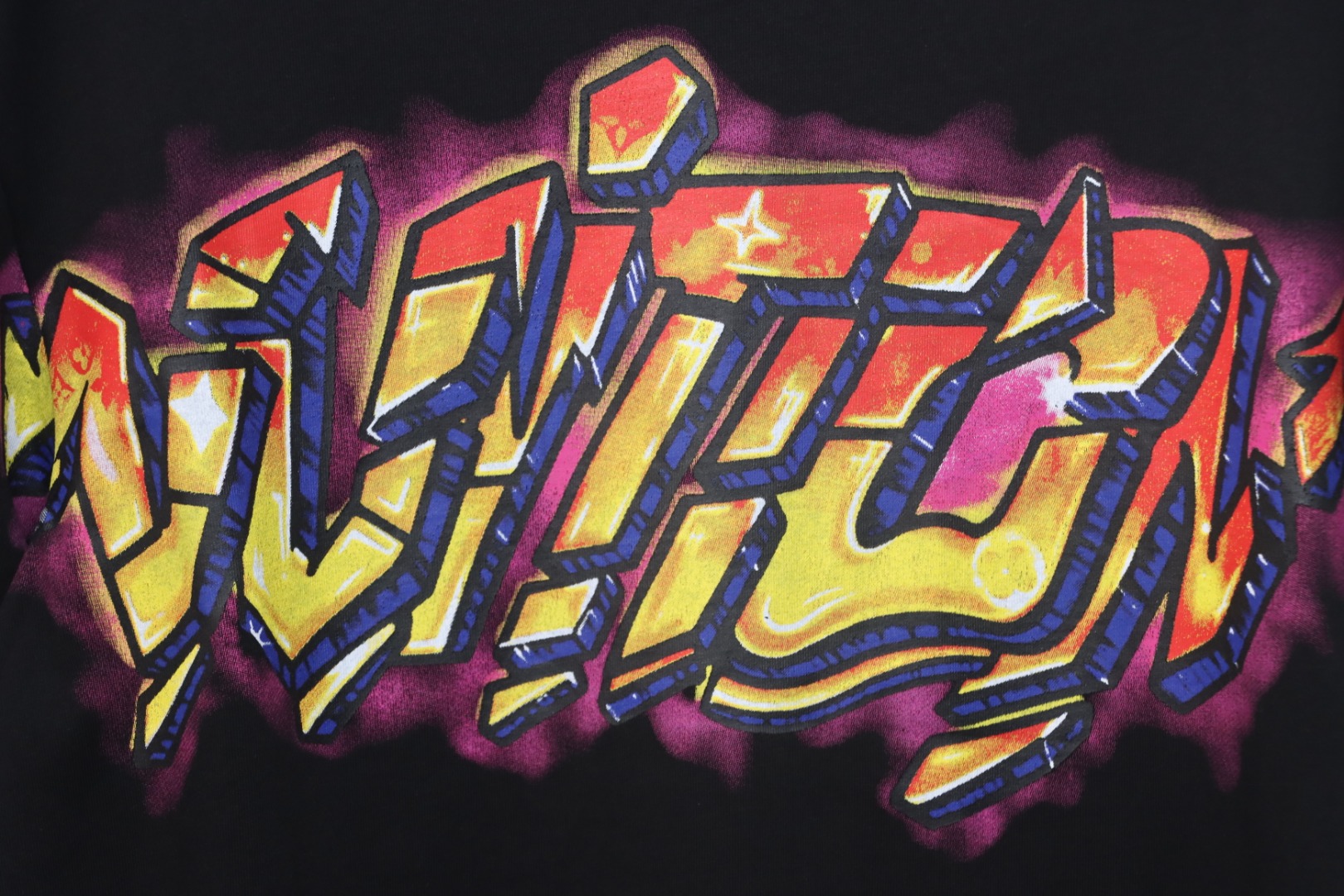 Louis Vuitton Comic Cartoon Flame Letters Printed Short Sleeve Black