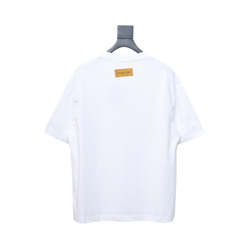 Louis Vuitton Comic Cartoon Flame Letters Printed Short Sleeve White