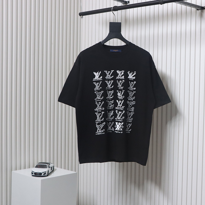 Louis Vuitton full letter logo print short sleeve black