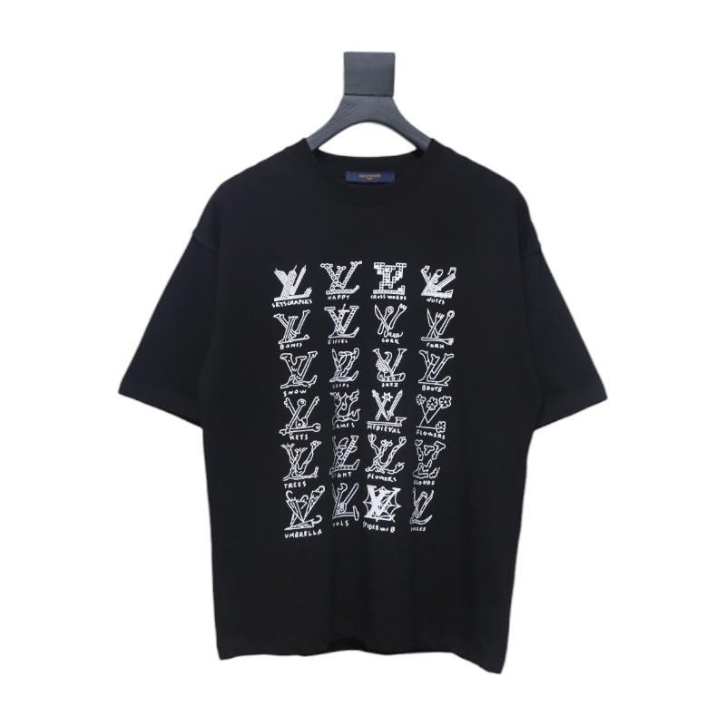 Louis Vuitton full letter logo print short sleeve black