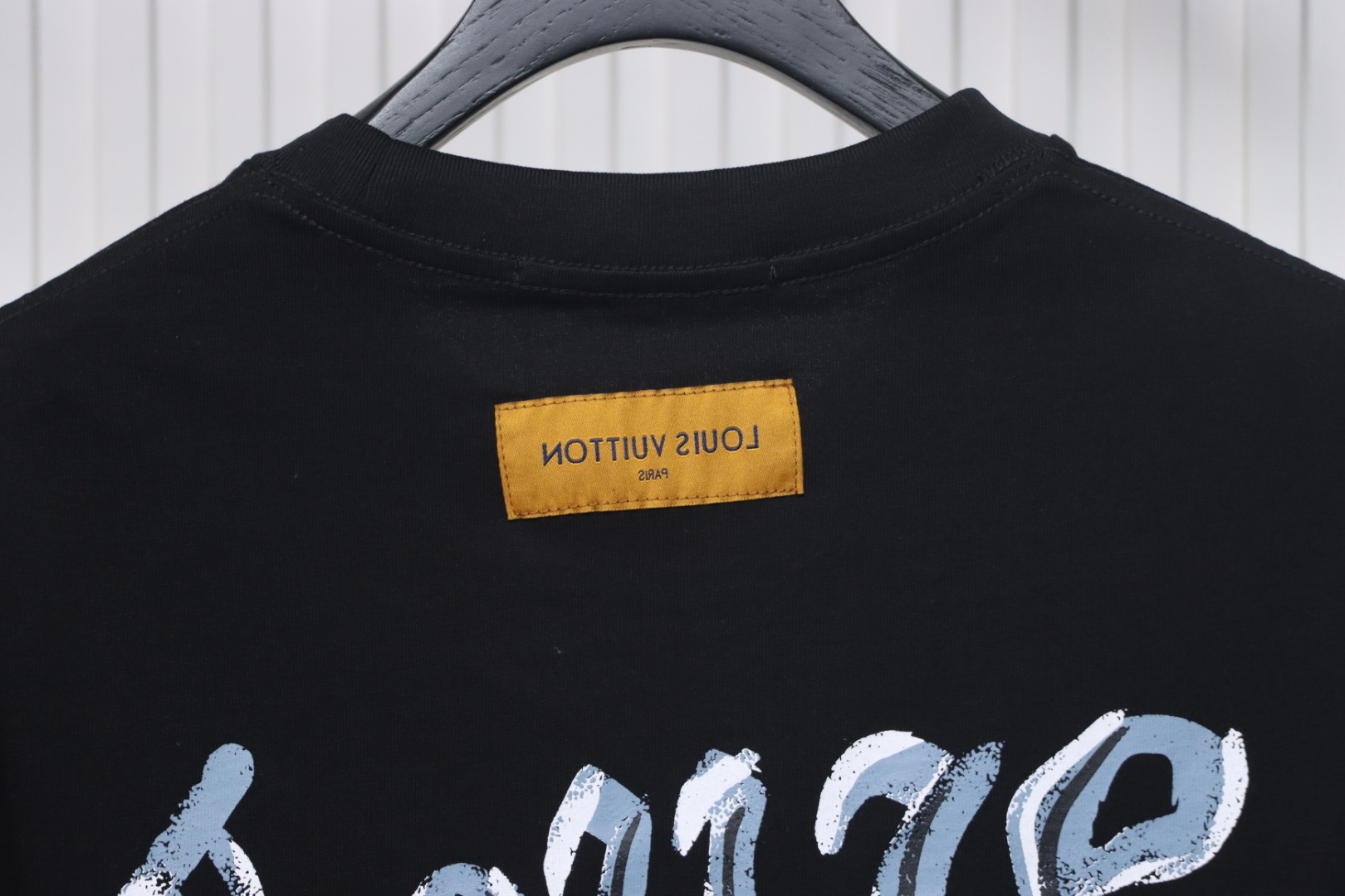 Louis Vuitton Hand-painted Graffiti Letters Printed Short Sleeve Black