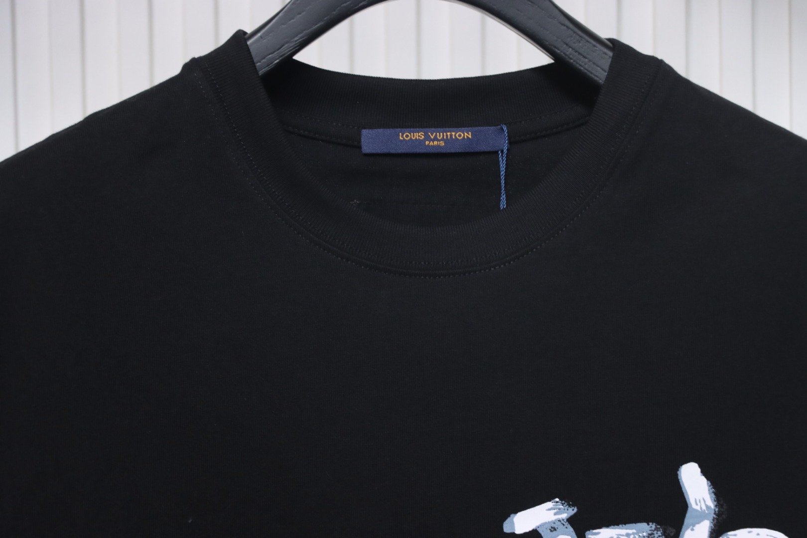 Louis Vuitton Hand-painted Graffiti Letters Printed Short Sleeve Black