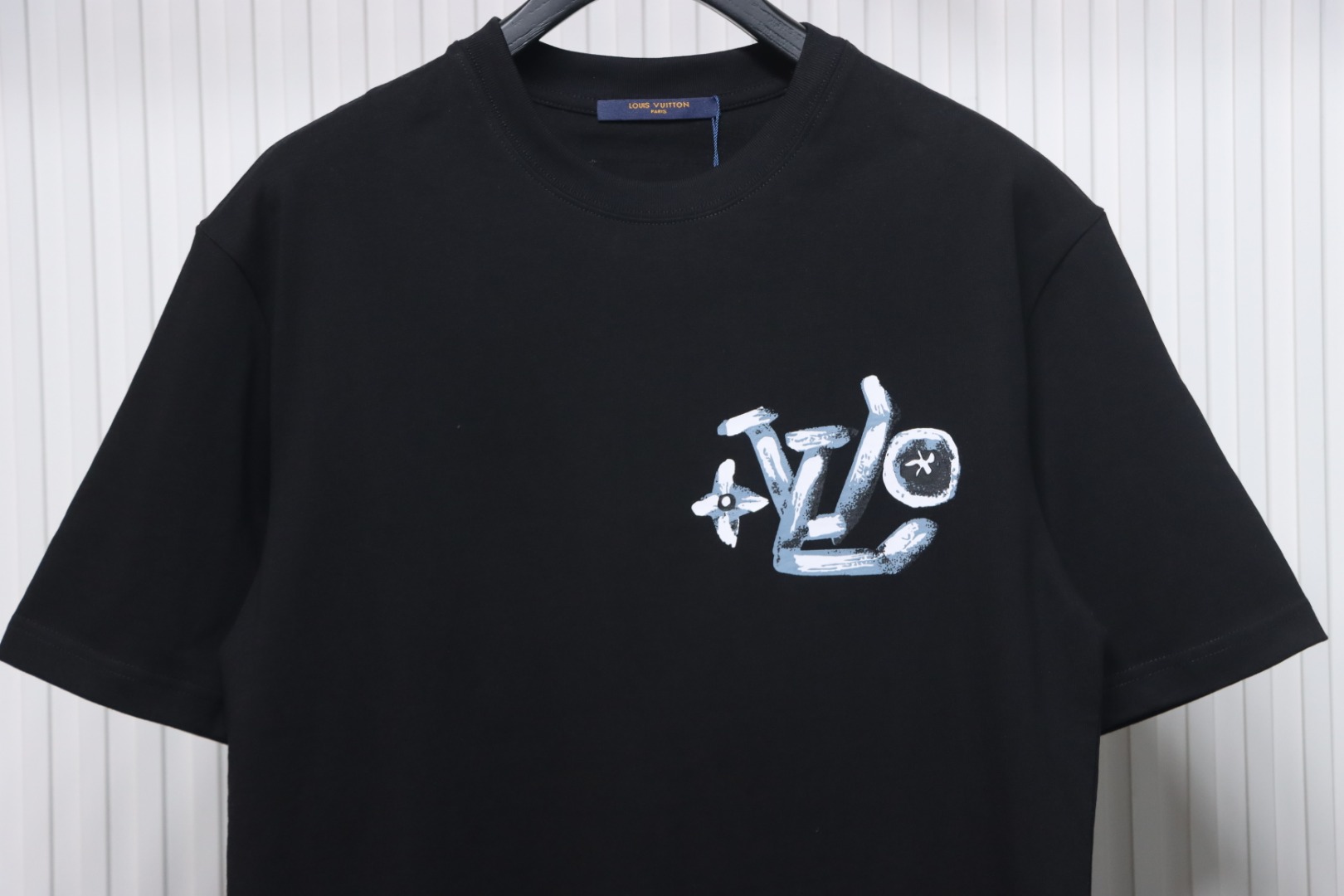 Louis Vuitton Hand-painted Graffiti Letters Printed Short Sleeve Black