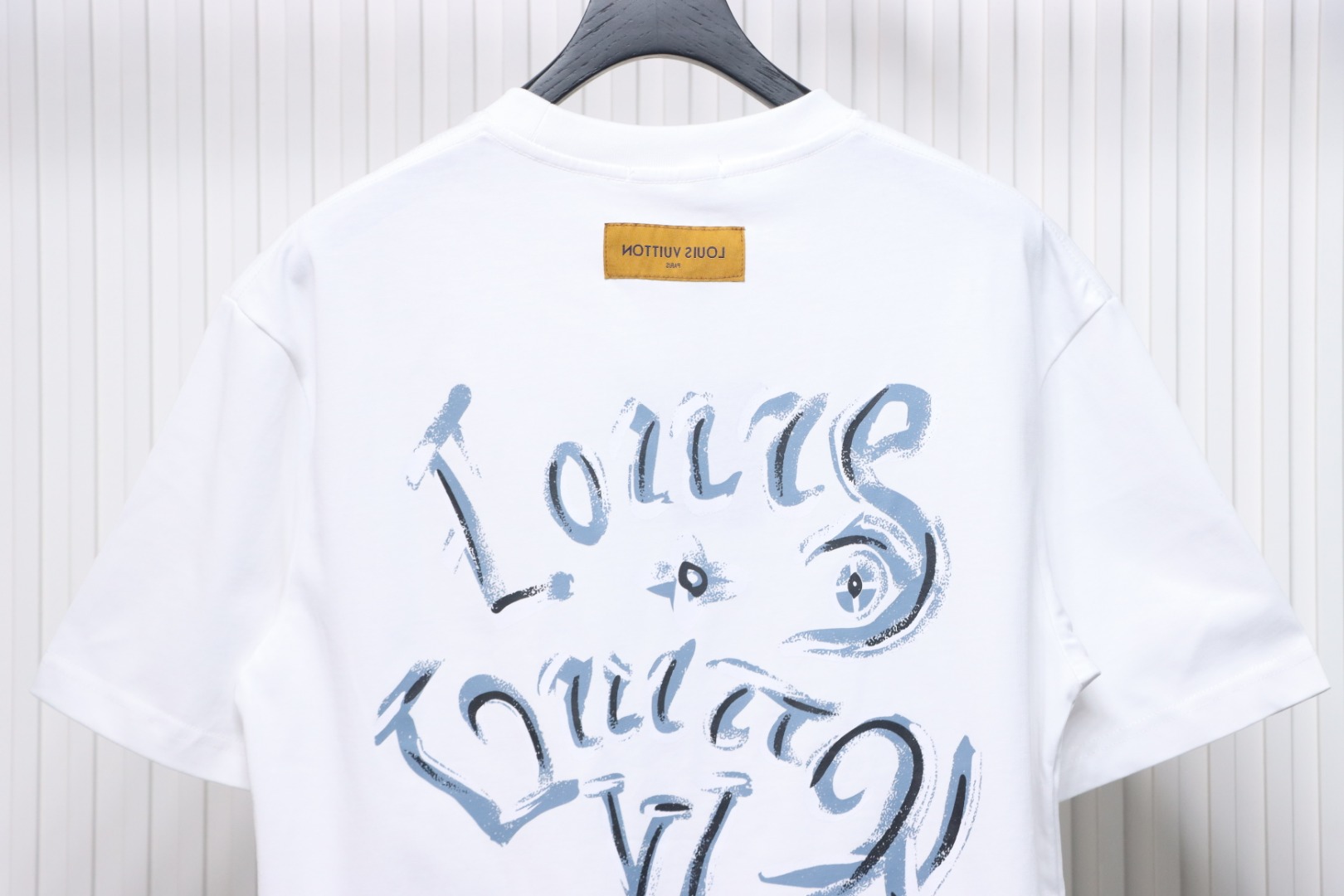 Louis Vuitton Hand-painted Graffiti Letters Printed Short Sleeve White