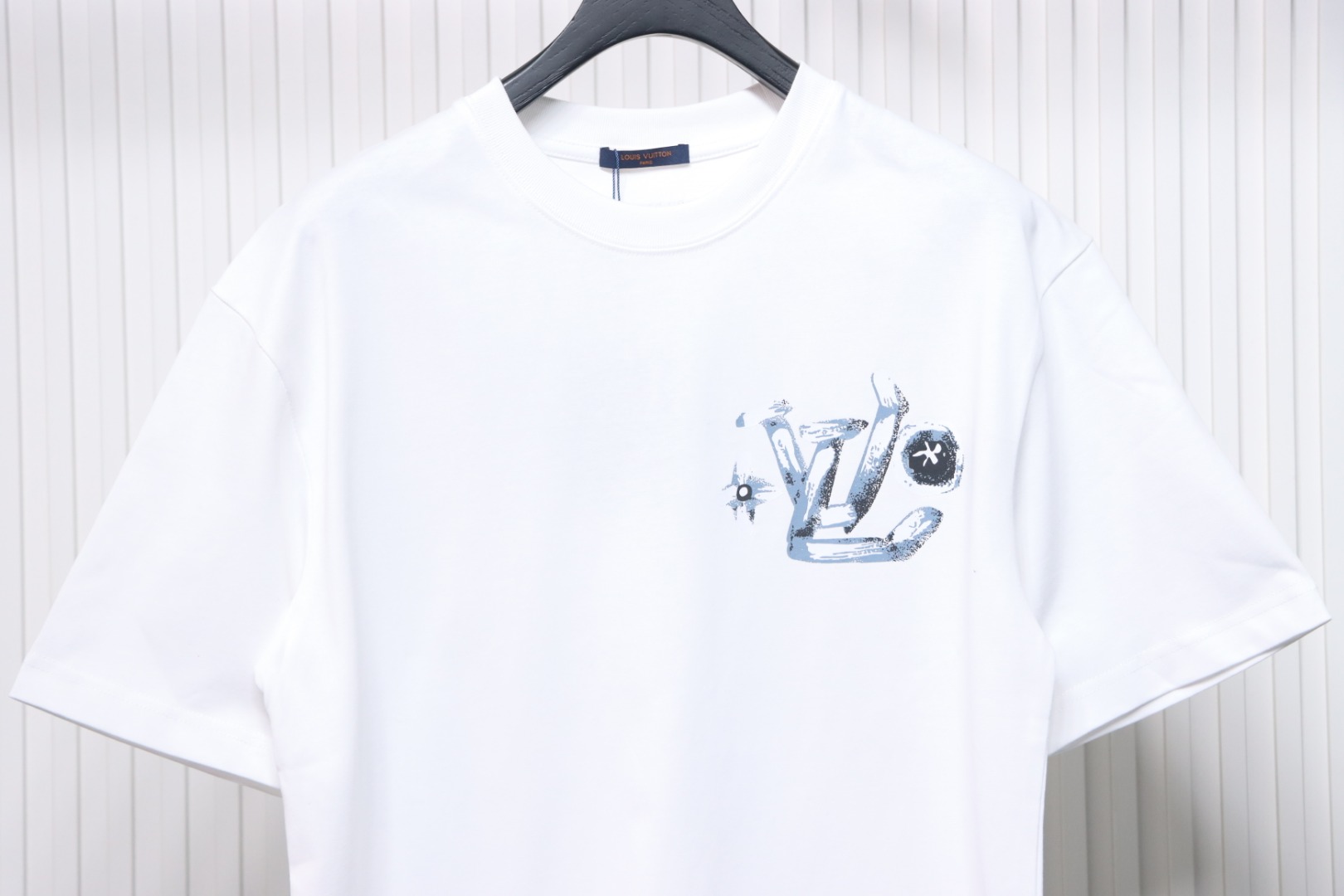 Louis Vuitton Hand-painted Graffiti Letters Printed Short Sleeve White