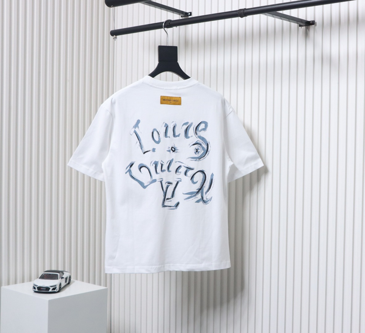 Louis Vuitton Hand-painted Graffiti Letters Printed Short Sleeve White