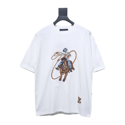 Louis Vuitton Heavy Western Denim Embroidery Original Fabric Official Same Style Short Sleeve 01