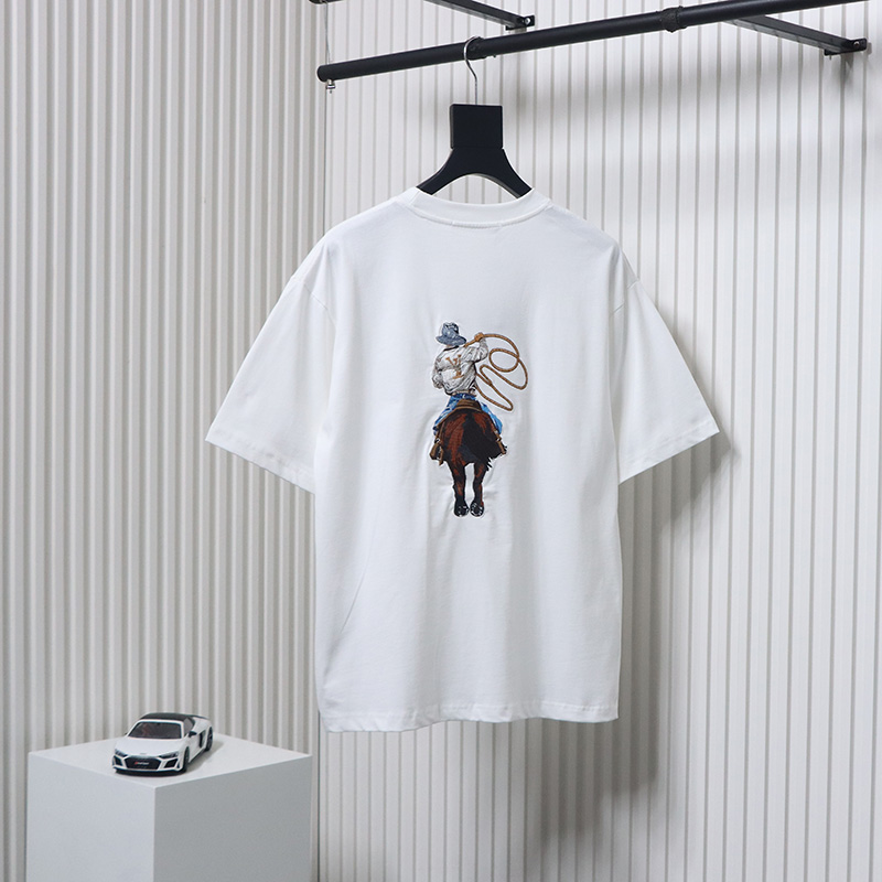 Louis Vuitton Heavy Western Denim Embroidery Original Fabric Official Same Style Short Sleeve