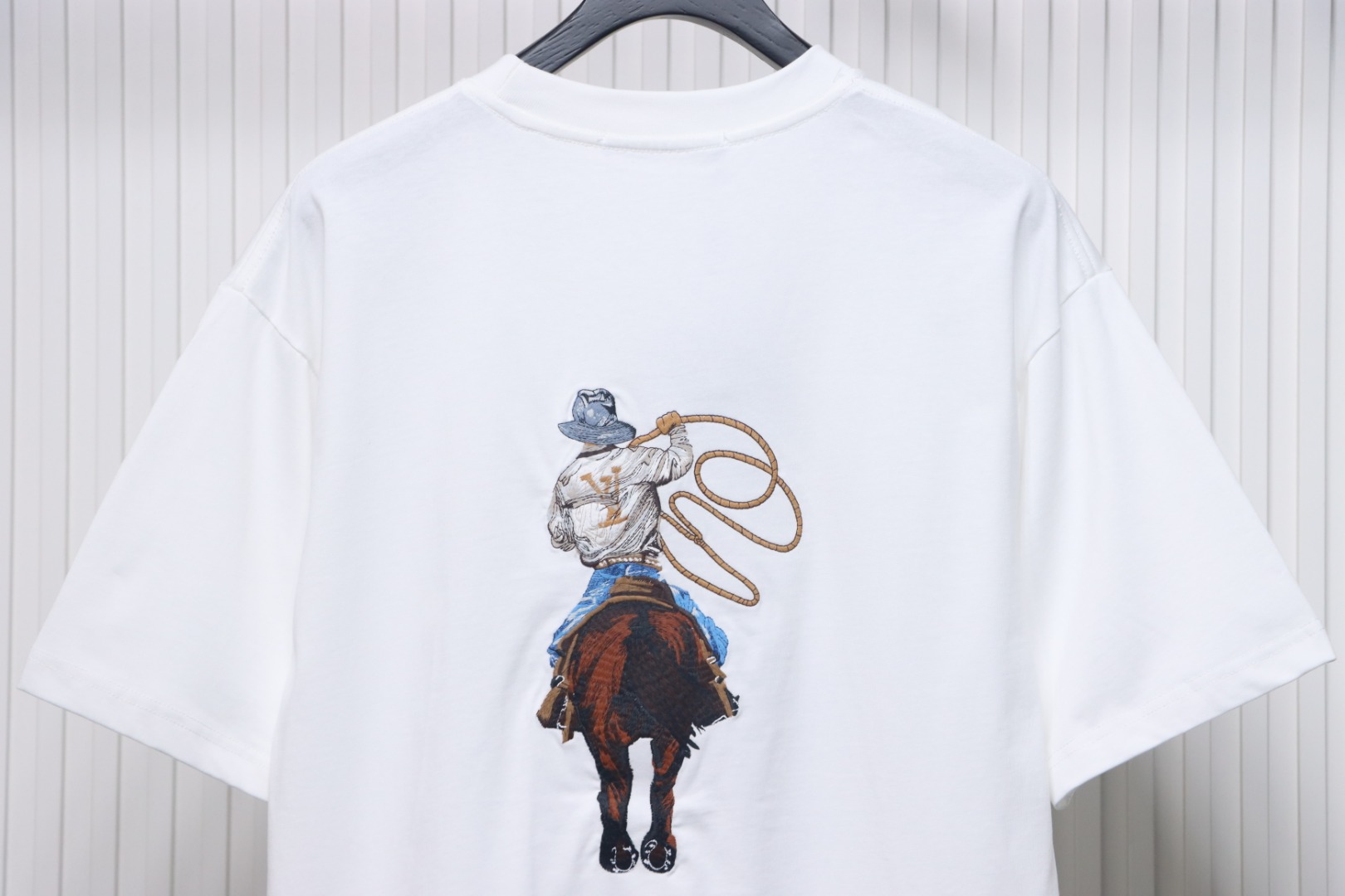 Louis Vuitton Heavy Western Denim Embroidery Original Fabric Official Same Style Short Sleeve