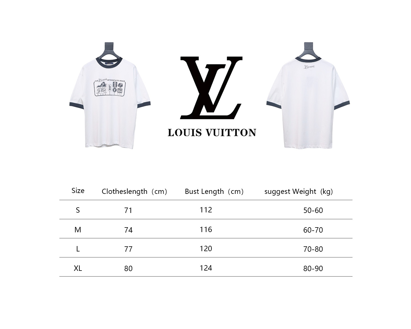 Louis Vuitton letter logo road sign print round neck short sleeves