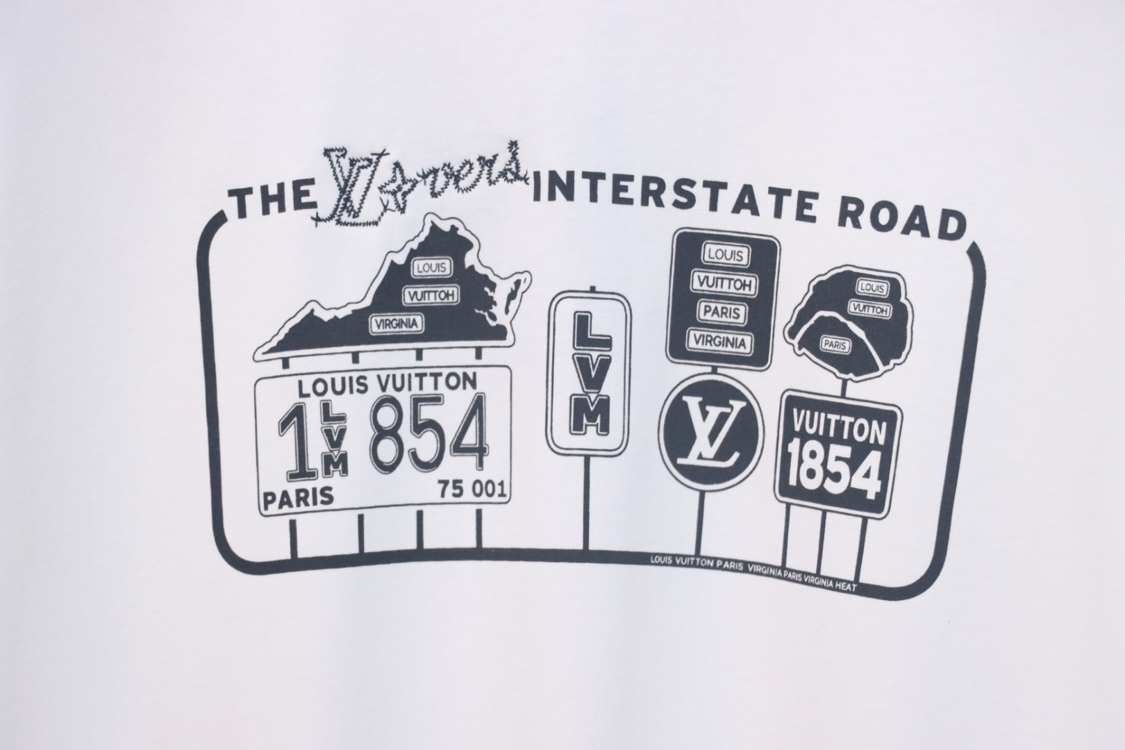 Louis Vuitton letter logo road sign print round neck short sleeves