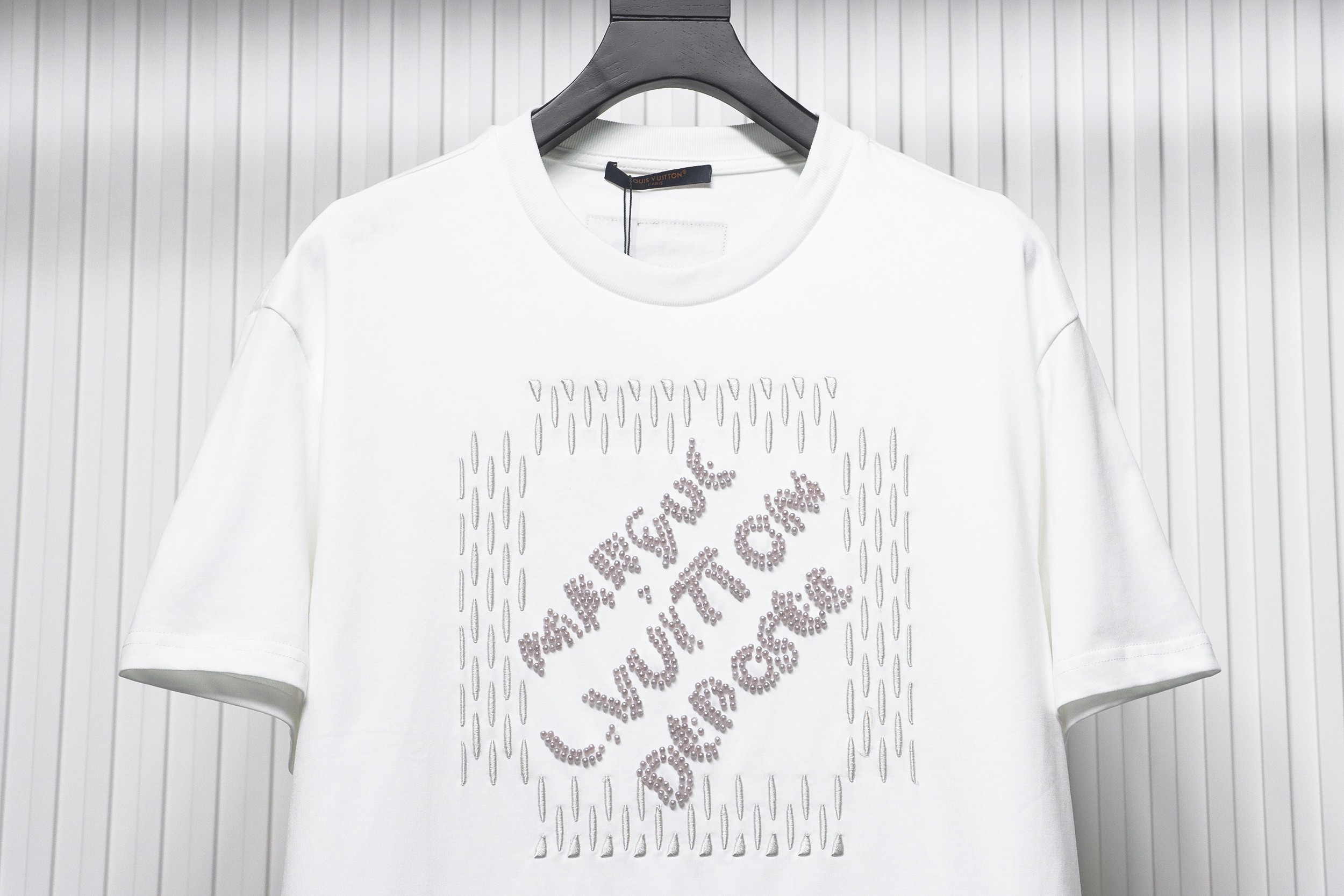 Louis Vuitton LV24ss heavy beaded letter embroidered short sleeve