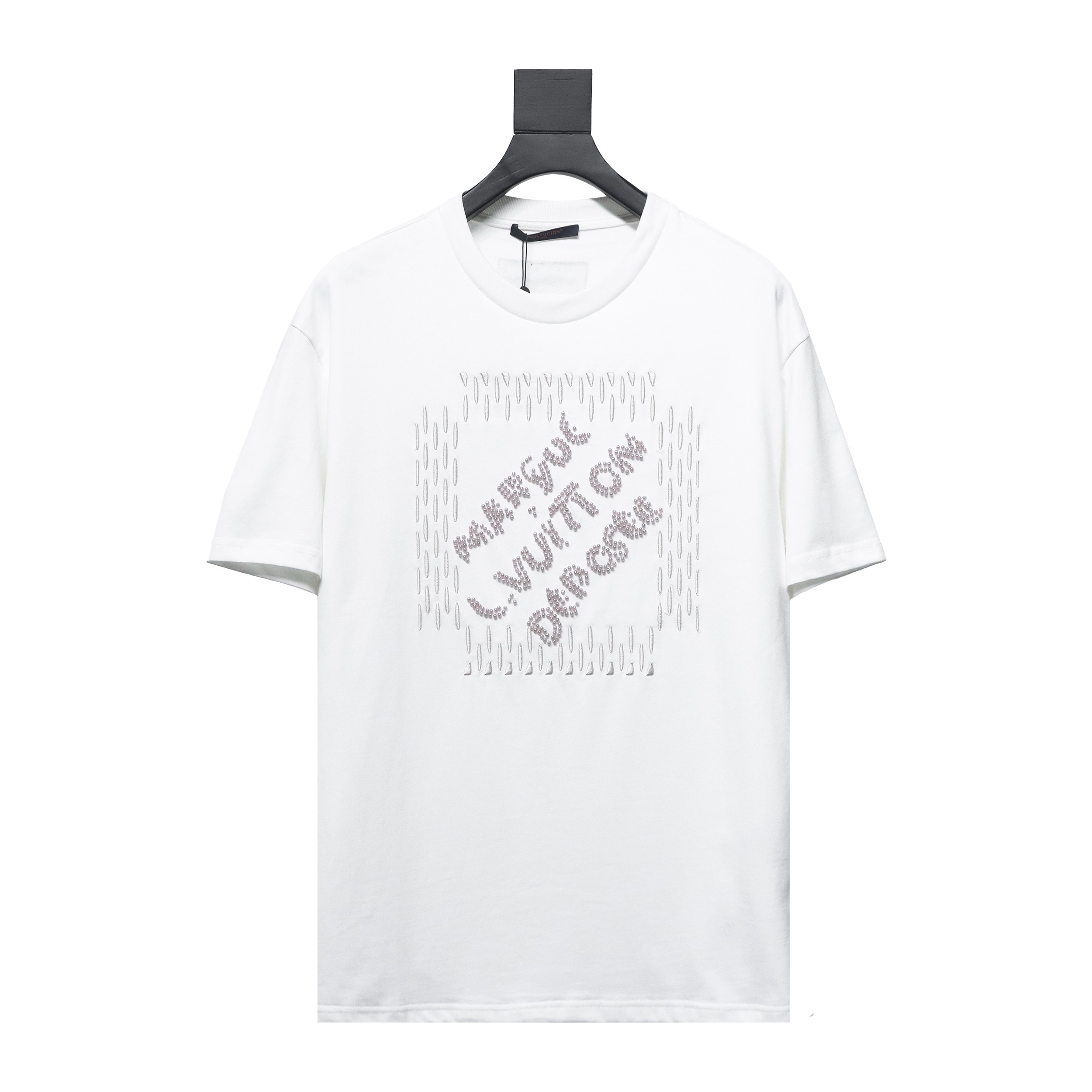 Louis Vuitton LV24ss heavy beaded letter embroidered short sleeve