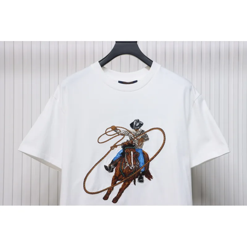 Louis Vuitton LV 24ss Western denim heavy embroidery short sleeves