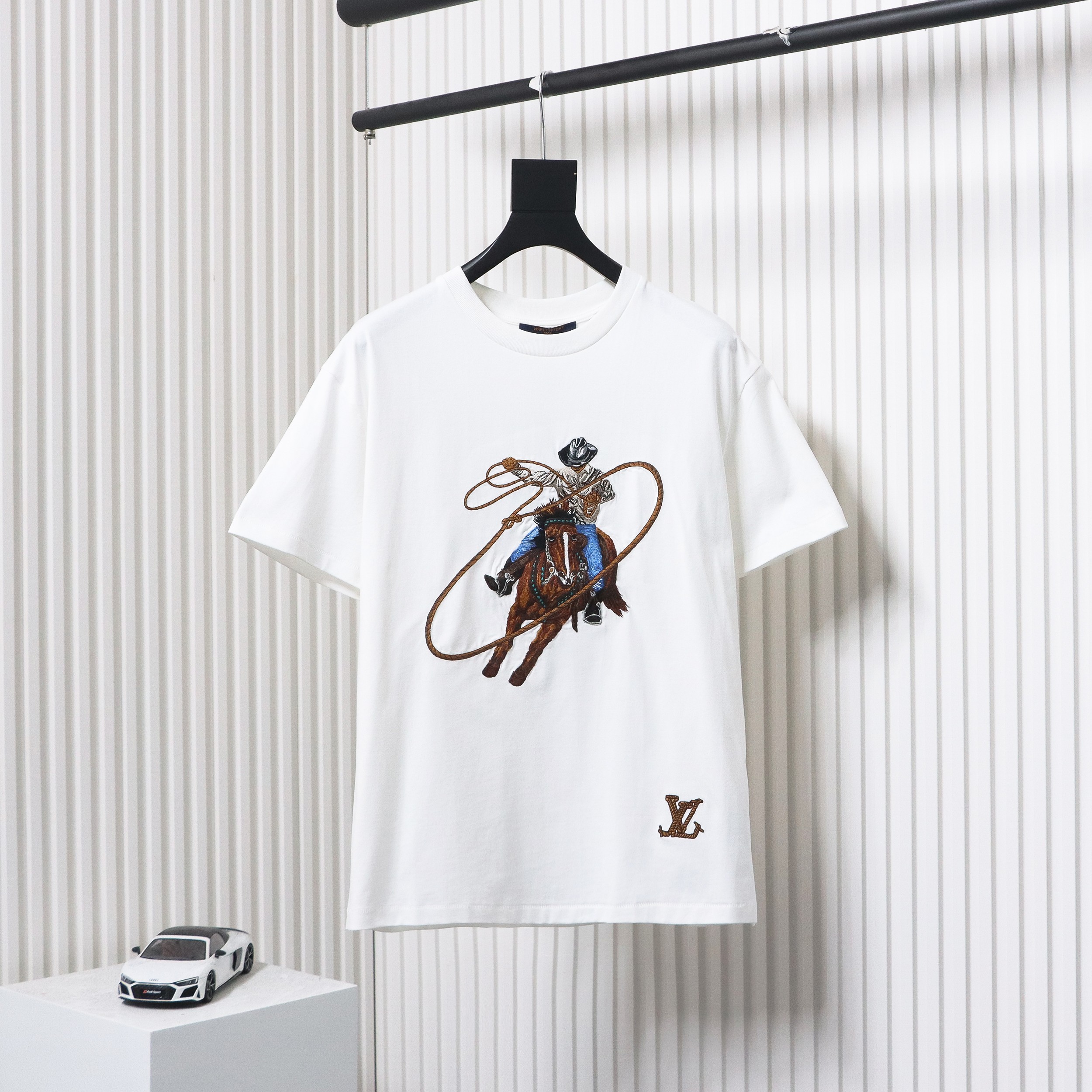 Louis Vuitton LV 24ss Western denim heavy embroidery short sleeves