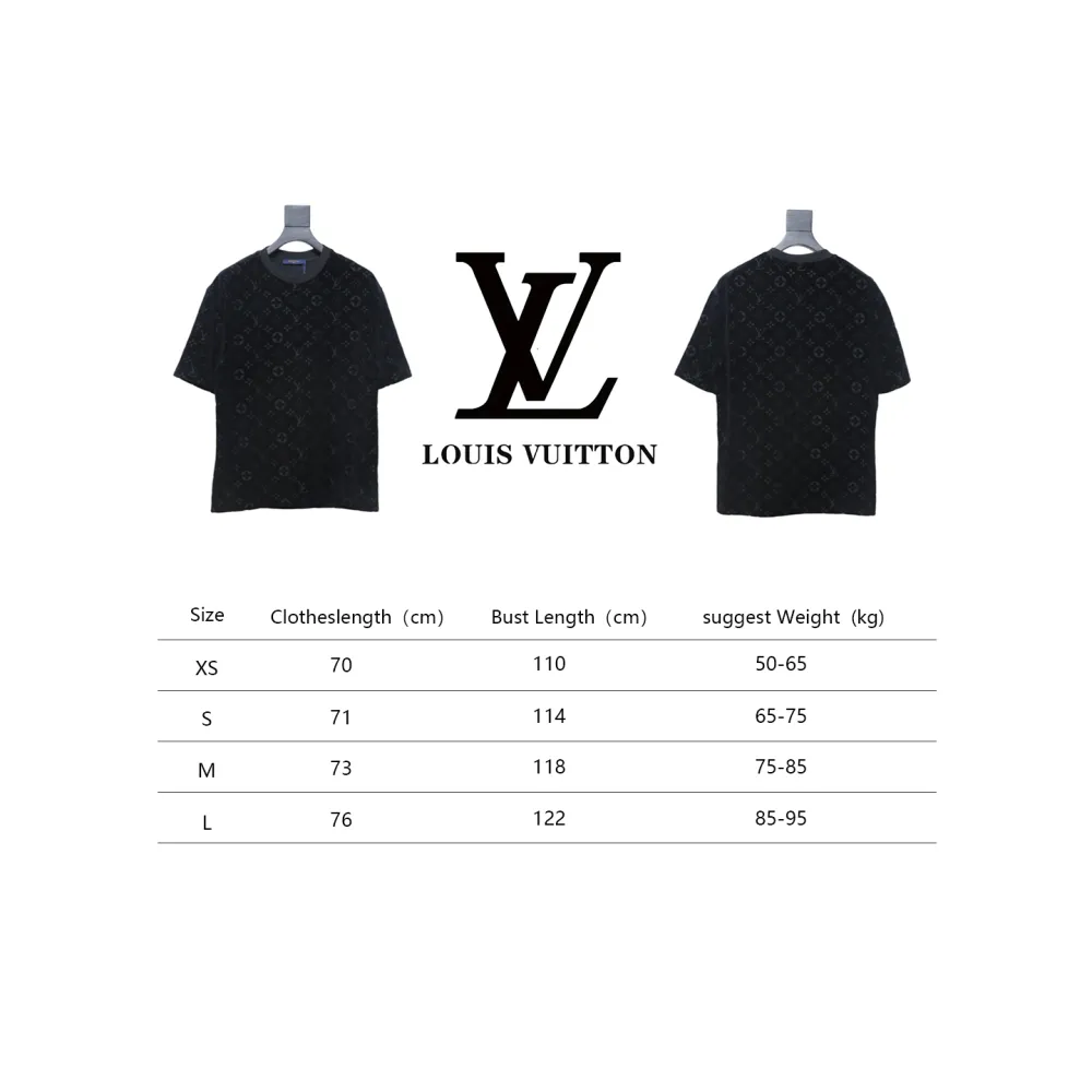 Louis Vuitton LV 25ss counter same style terry fleece round neck short-sleeved T-shirt black