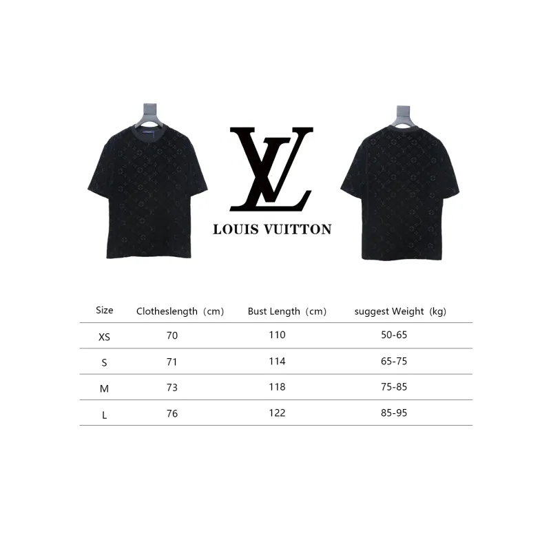 Louis Vuitton LV 25ss counter same style terry fleece round neck short-sleeved T-shirt black