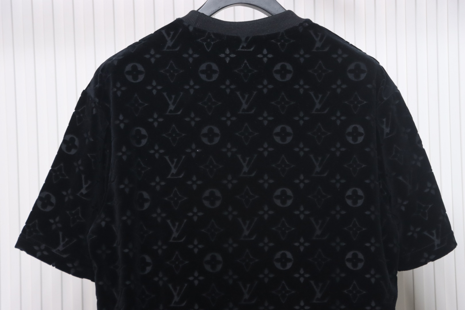 Louis Vuitton LV 25ss counter same style terry fleece round neck short-sleeved T-shirt black