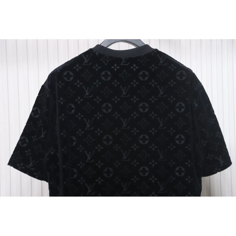 Louis Vuitton LV 25ss counter same style terry fleece round neck short-sleeved T-shirt black