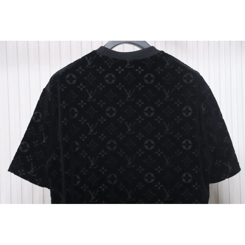Louis Vuitton LV 25ss counter same style terry fleece round neck short-sleeved T-shirt black
