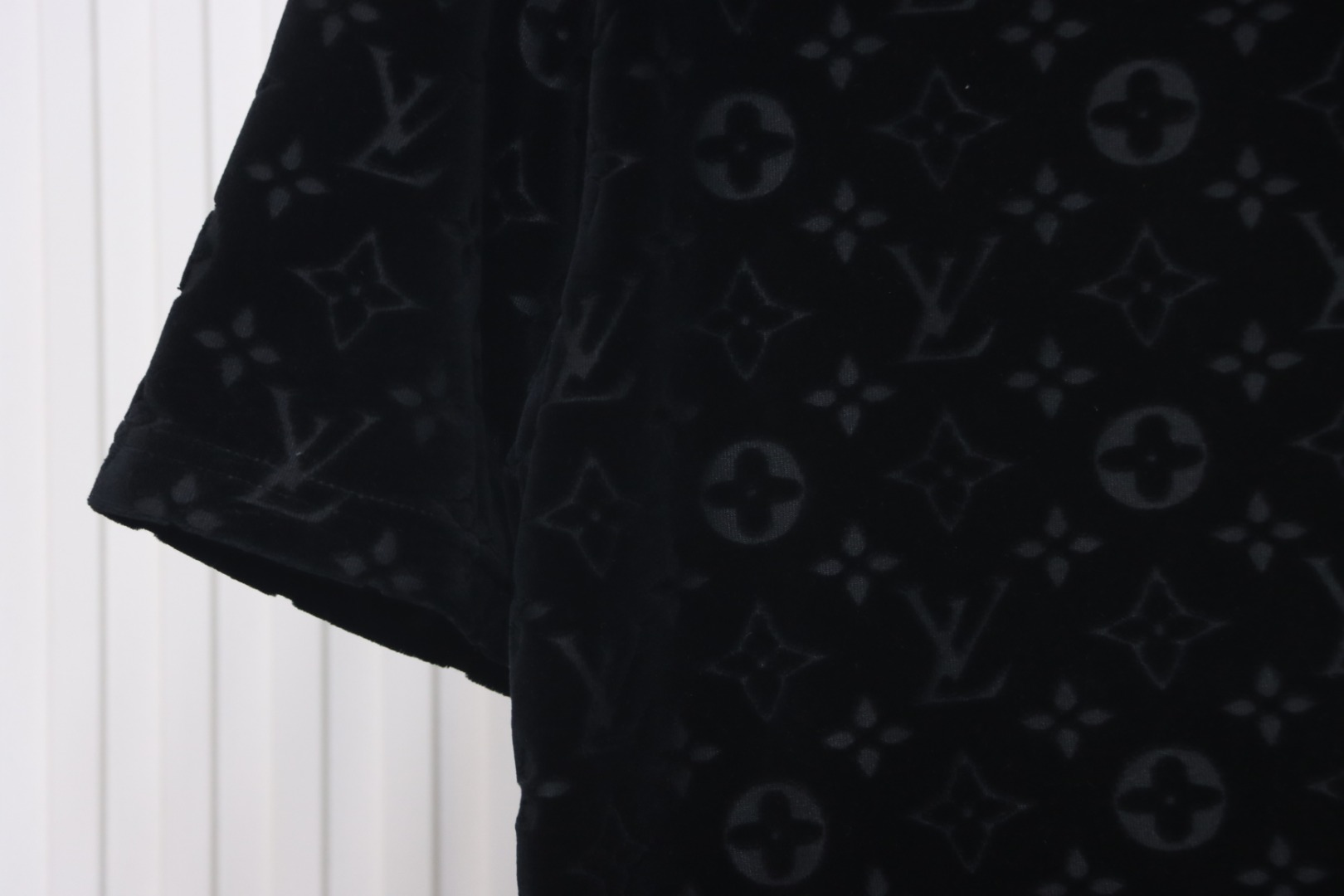 Louis Vuitton LV 25ss counter same style terry fleece round neck short-sleeved T-shirt black