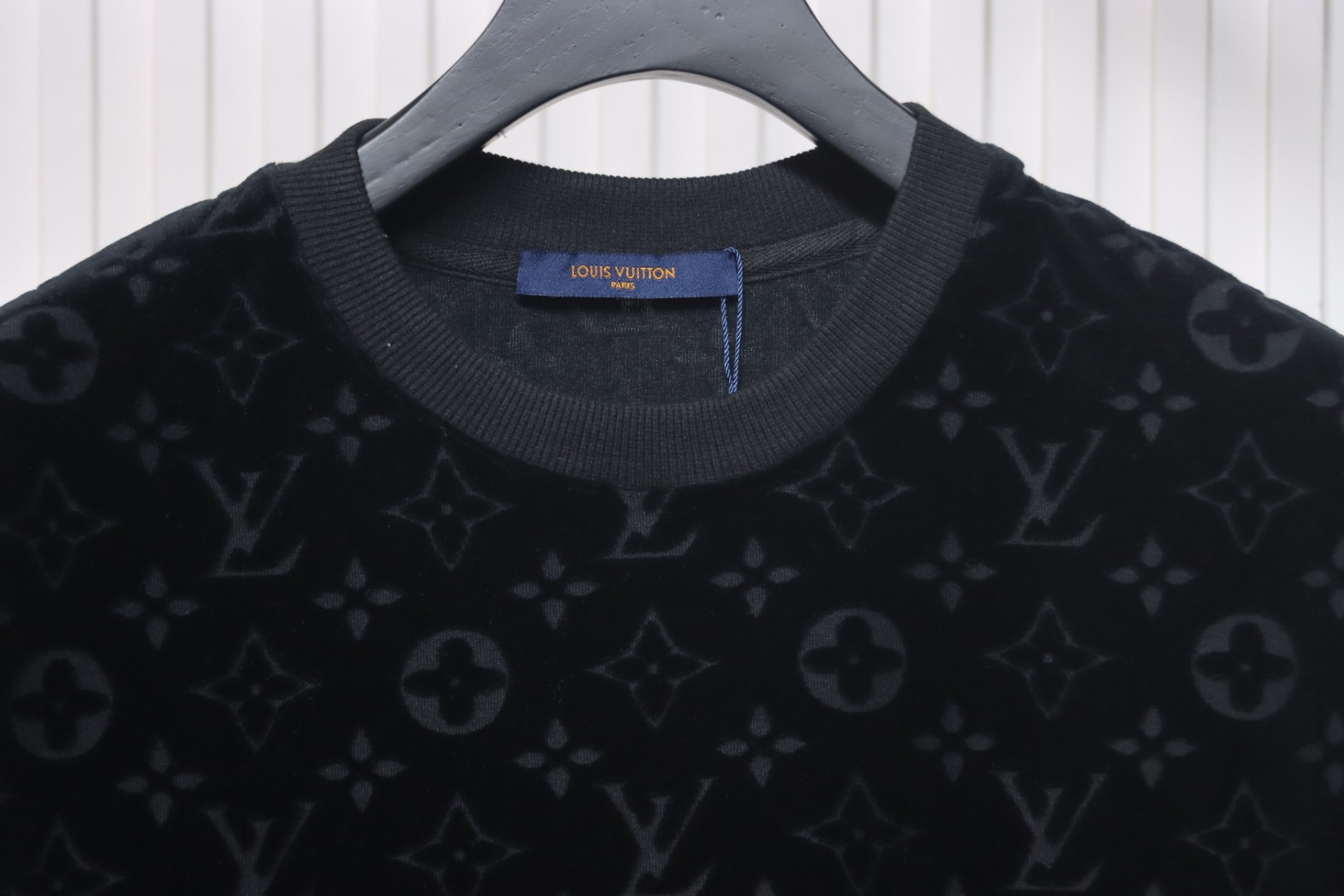 Louis Vuitton LV 25ss counter same style terry fleece round neck short-sleeved T-shirt black
