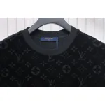 Louis Vuitton LV 25ss counter same style terry fleece round neck short-sleeved T-shirt black
