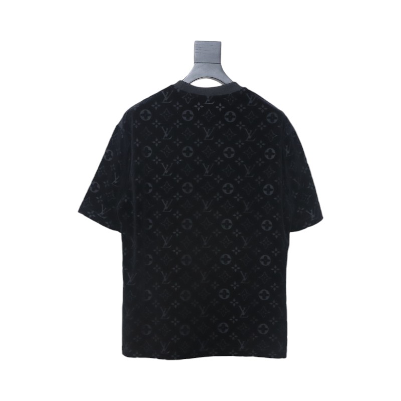 Louis Vuitton LV 25ss counter same style terry fleece round neck short-sleeved T-shirt black