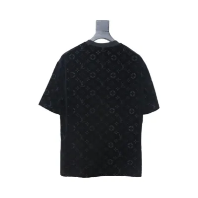 Louis Vuitton LV 25ss counter same style terry fleece round neck short-sleeved T-shirt black 02