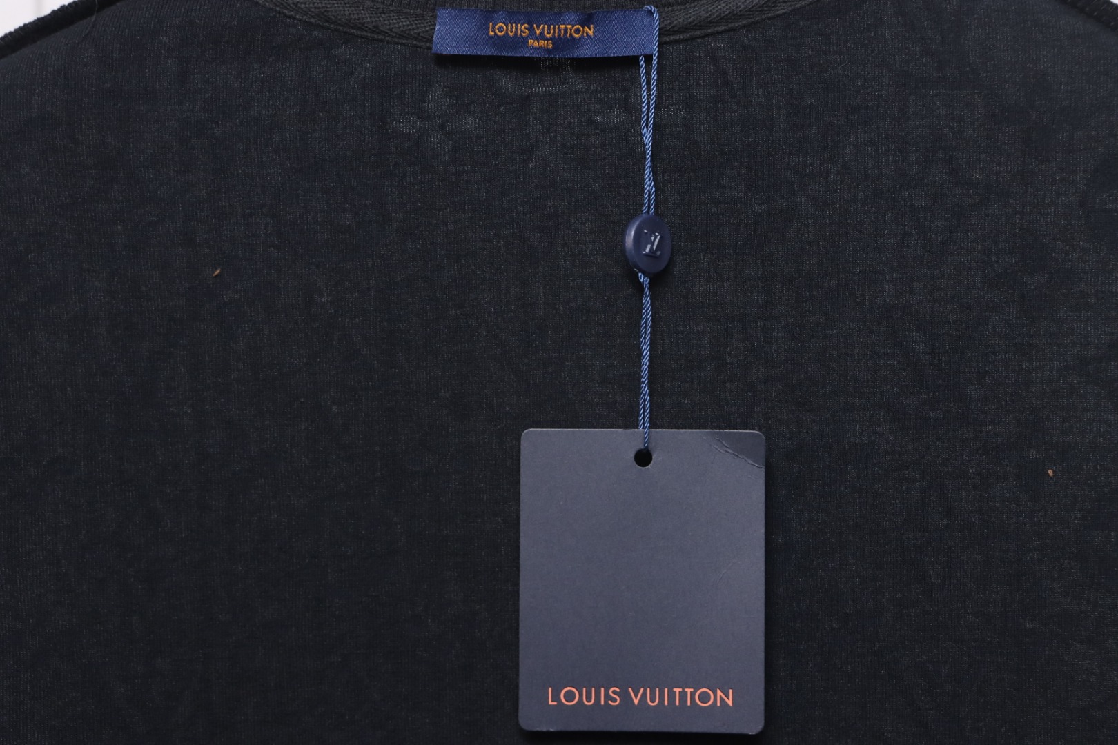 Louis Vuitton LV 25ss counter same style terry fleece round neck short-sleeved T-shirt black