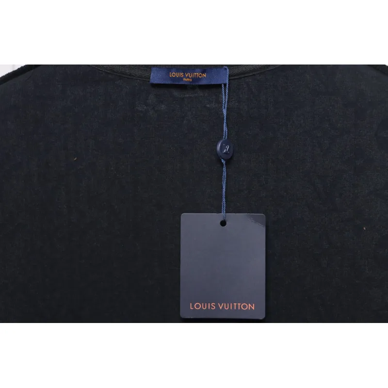 Louis Vuitton LV 25ss counter same style terry fleece round neck short-sleeved T-shirt black