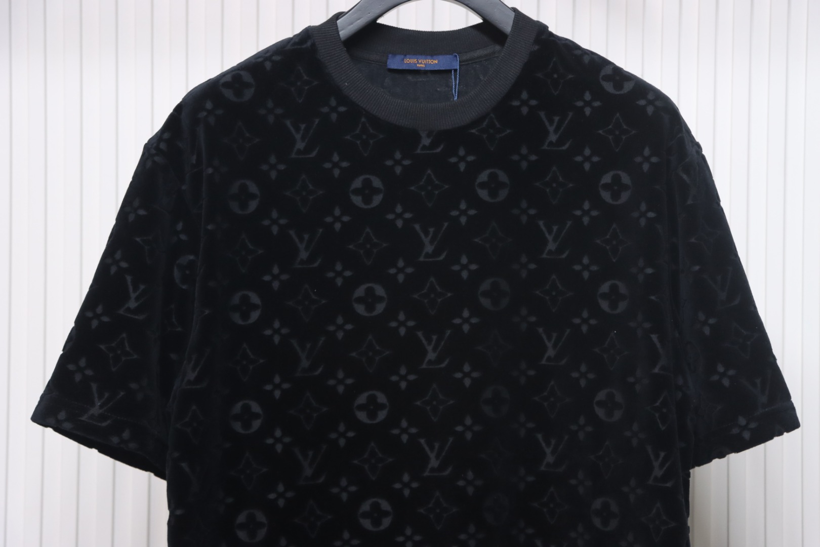 Louis Vuitton LV 25ss counter same style terry fleece round neck short-sleeved T-shirt black