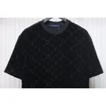 Louis Vuitton LV 25ss counter same style terry fleece round neck short-sleeved T-shirt black