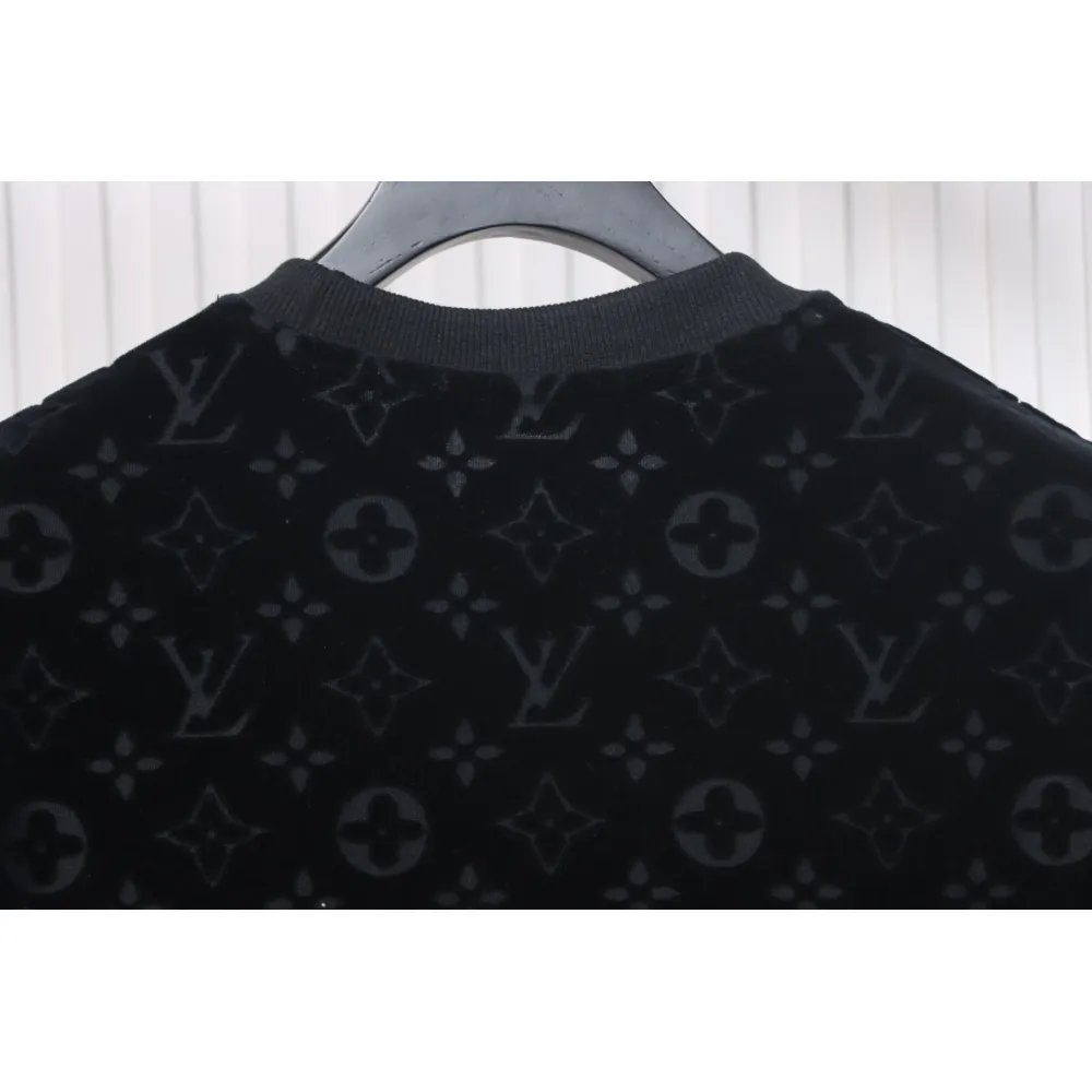 Louis Vuitton LV 25ss counter same style terry fleece round neck short-sleeved T-shirt black
