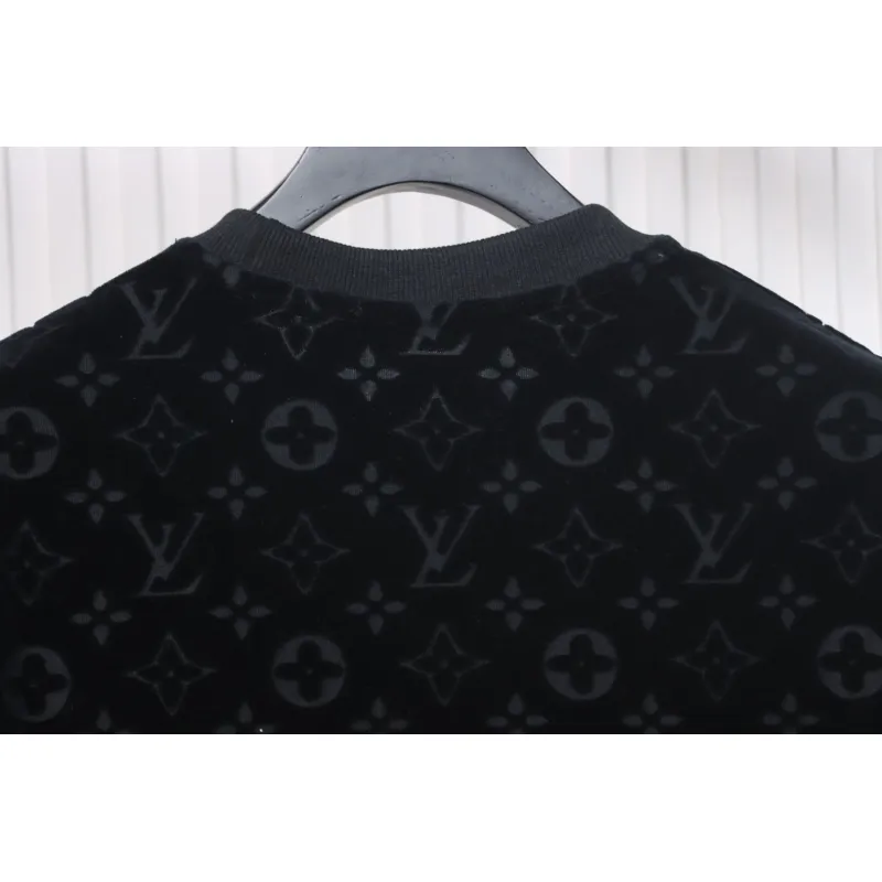 Louis Vuitton LV 25ss counter same style terry fleece round neck short-sleeved T-shirt black
