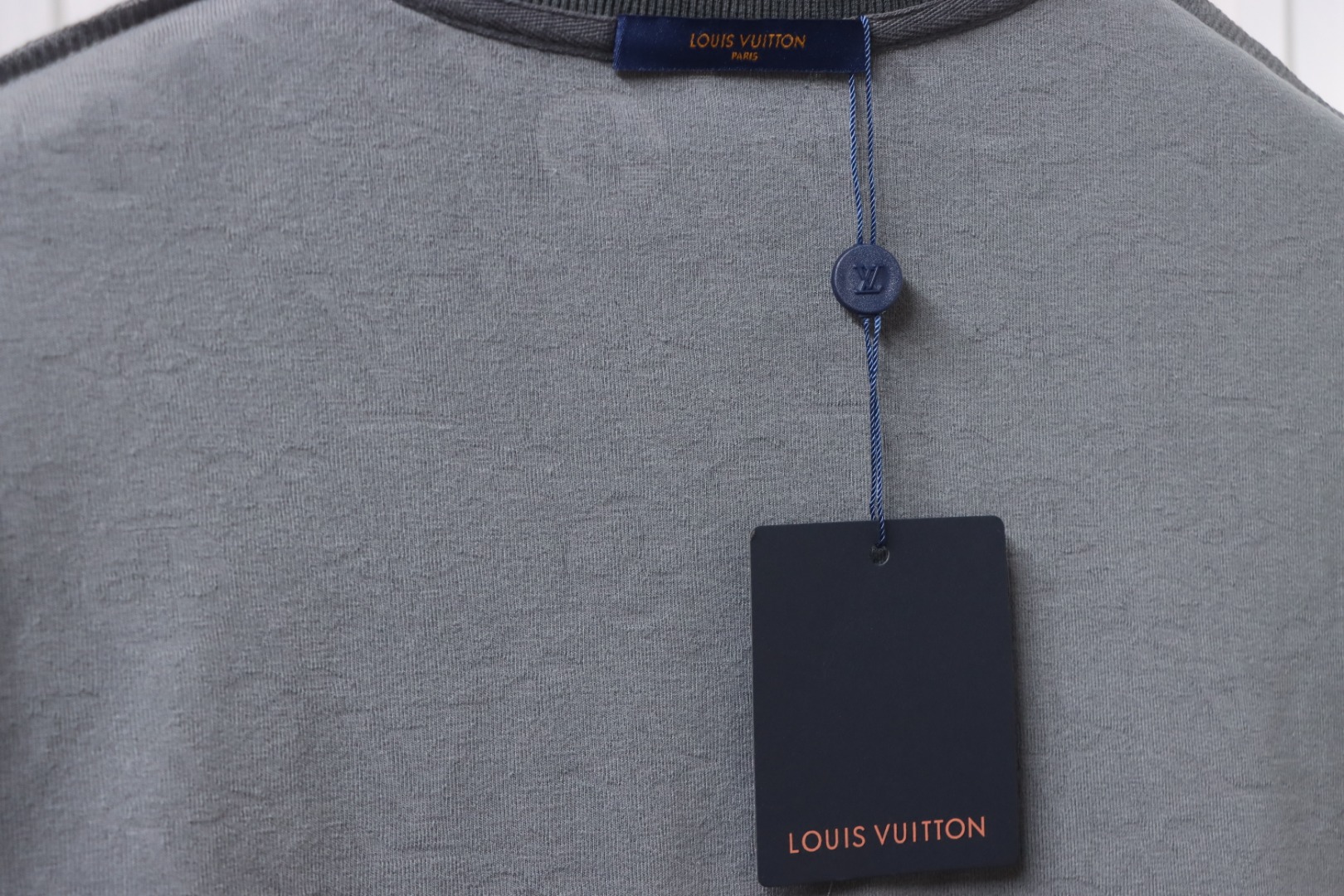 Louis Vuitton LV 25ss counter same style terry fleece round neck short-sleeved T-shirt Grey
