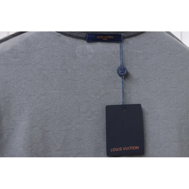 Louis Vuitton LV 25ss counter same style terry fleece round neck short-sleeved T-shirt Grey