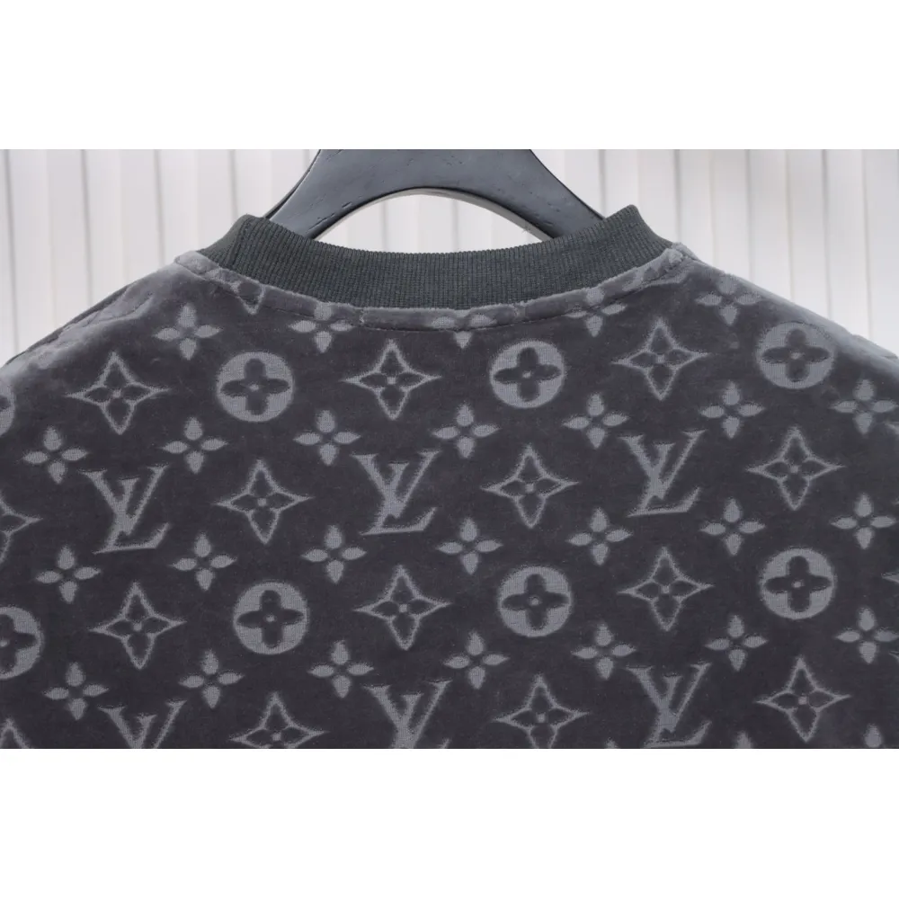Louis Vuitton LV 25ss counter same style terry fleece round neck short-sleeved T-shirt Grey