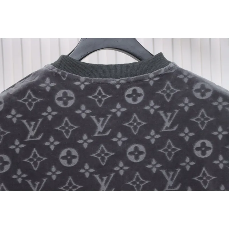 Louis Vuitton LV 25ss counter same style terry fleece round neck short-sleeved T-shirt Grey