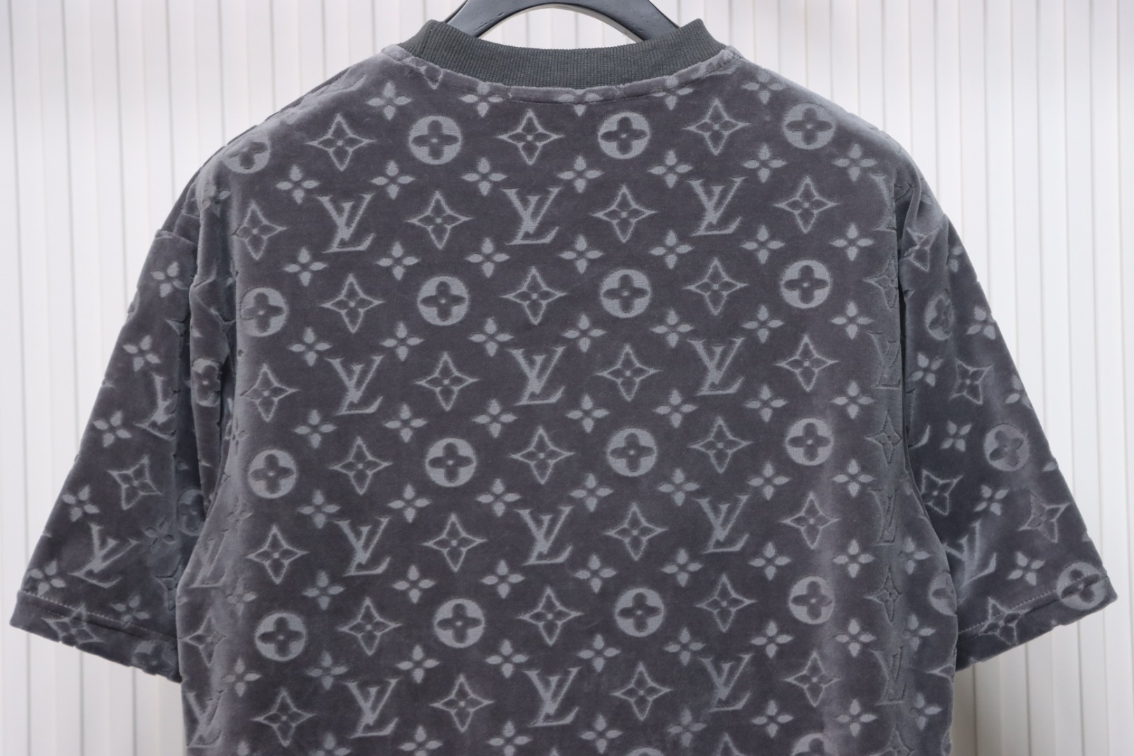 Louis Vuitton LV 25ss counter same style terry fleece round neck short-sleeved T-shirt Grey