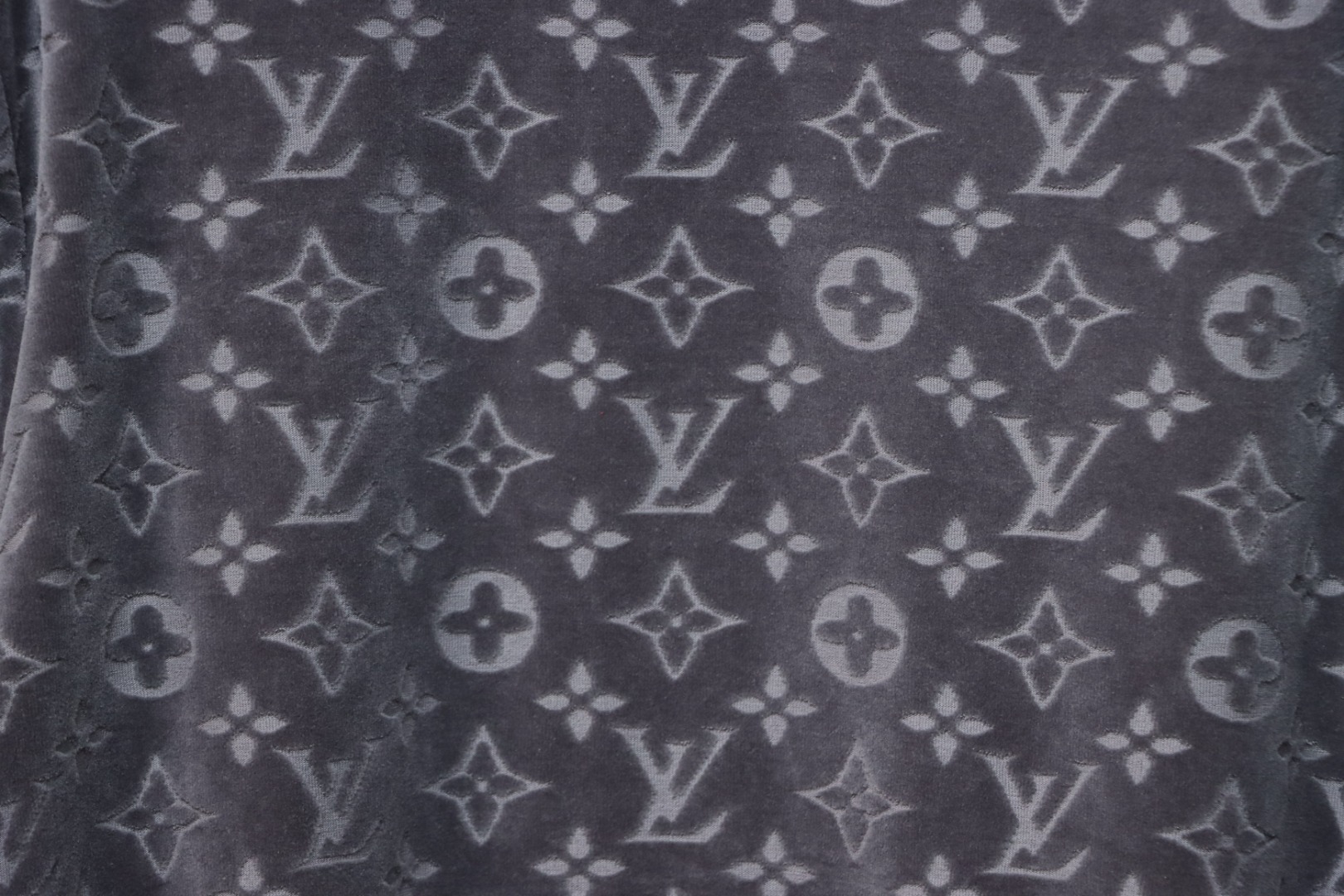Louis Vuitton LV 25ss counter same style terry fleece round neck short-sleeved T-shirt Grey