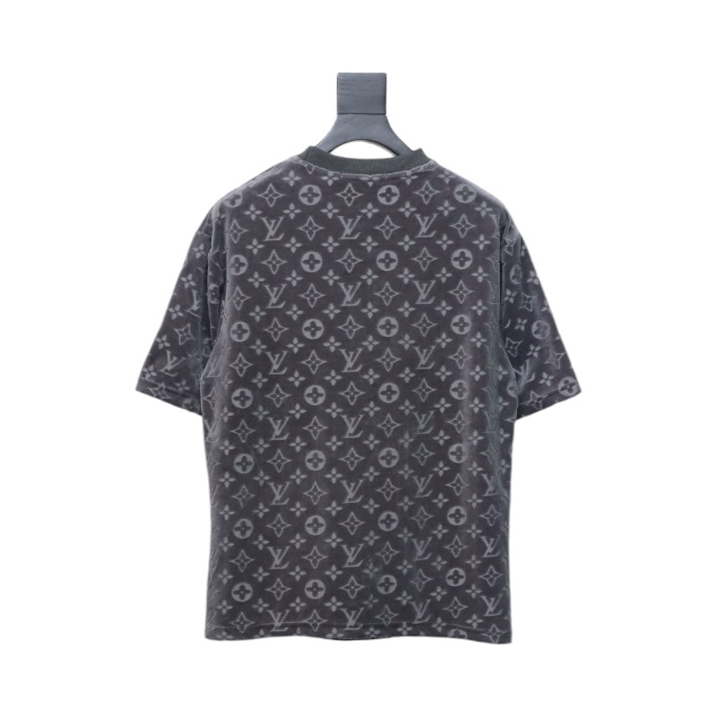 Louis Vuitton LV 25ss counter same style terry fleece round neck short-sleeved T-shirt Grey