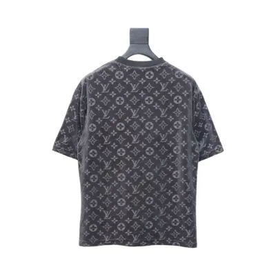Louis Vuitton LV 25ss counter same style terry fleece round neck short-sleeved T-shirt Grey 02