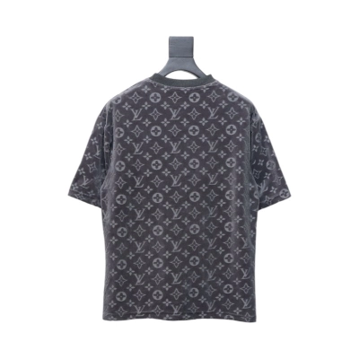 Louis Vuitton LV 25ss counter same style terry fleece round neck short-sleeved T-shirt Grey 02